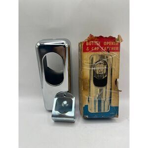 Kitchen king vintage bottle opener and cap catcher 6"x2.5" metal Chrome for wall
